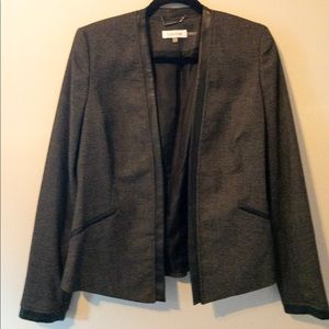Calvin Klein Leather Trim Open Blazer